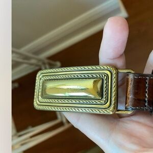 Brighton Brown Leather Belt with Gold Buckle
